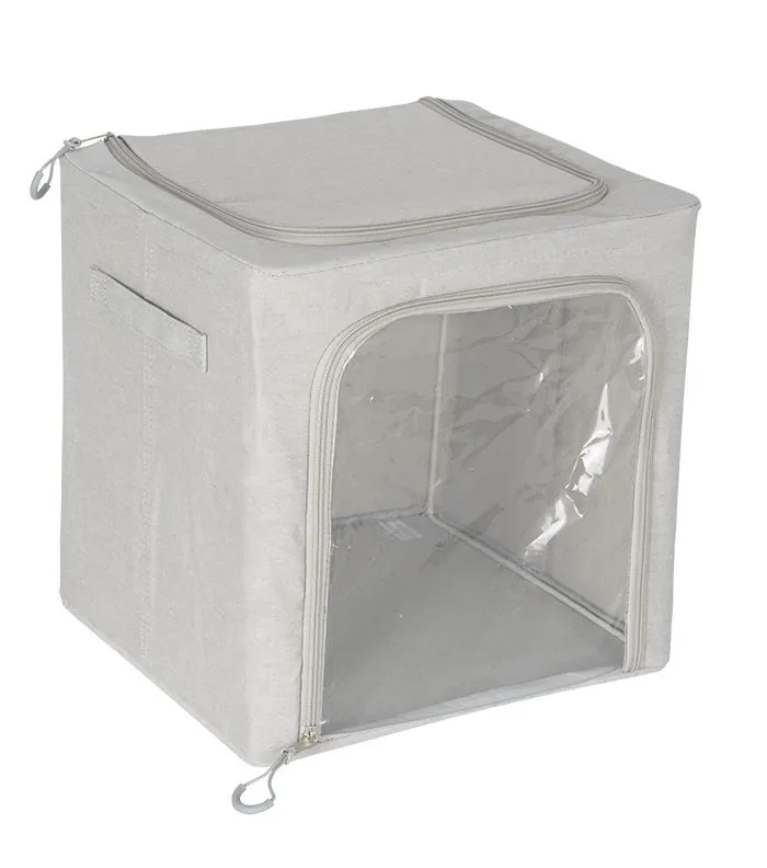 Blwch Storio Cartref Zippered Gyda Ffenestr Tryloyw Fawr